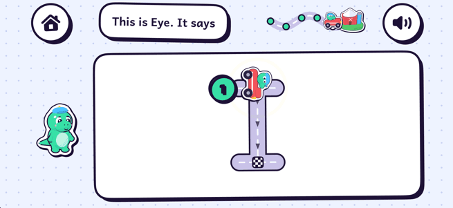 Letter Road on iPhone: Rex's car at the start of the letter I