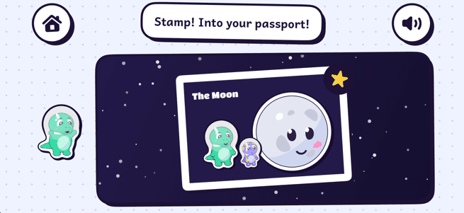 Launch Pad on iPhone: a postcard of the Moon going into the passport