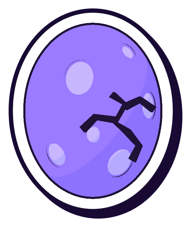 A cracked purple dino egg